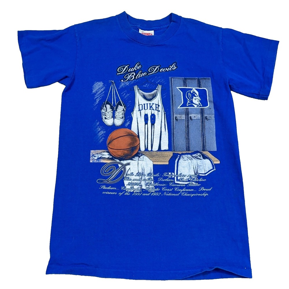 Vintage Duke Blue Devils Shirt Youth‎ Large Blue 90s Tee Nutmeg Locker Room Boys